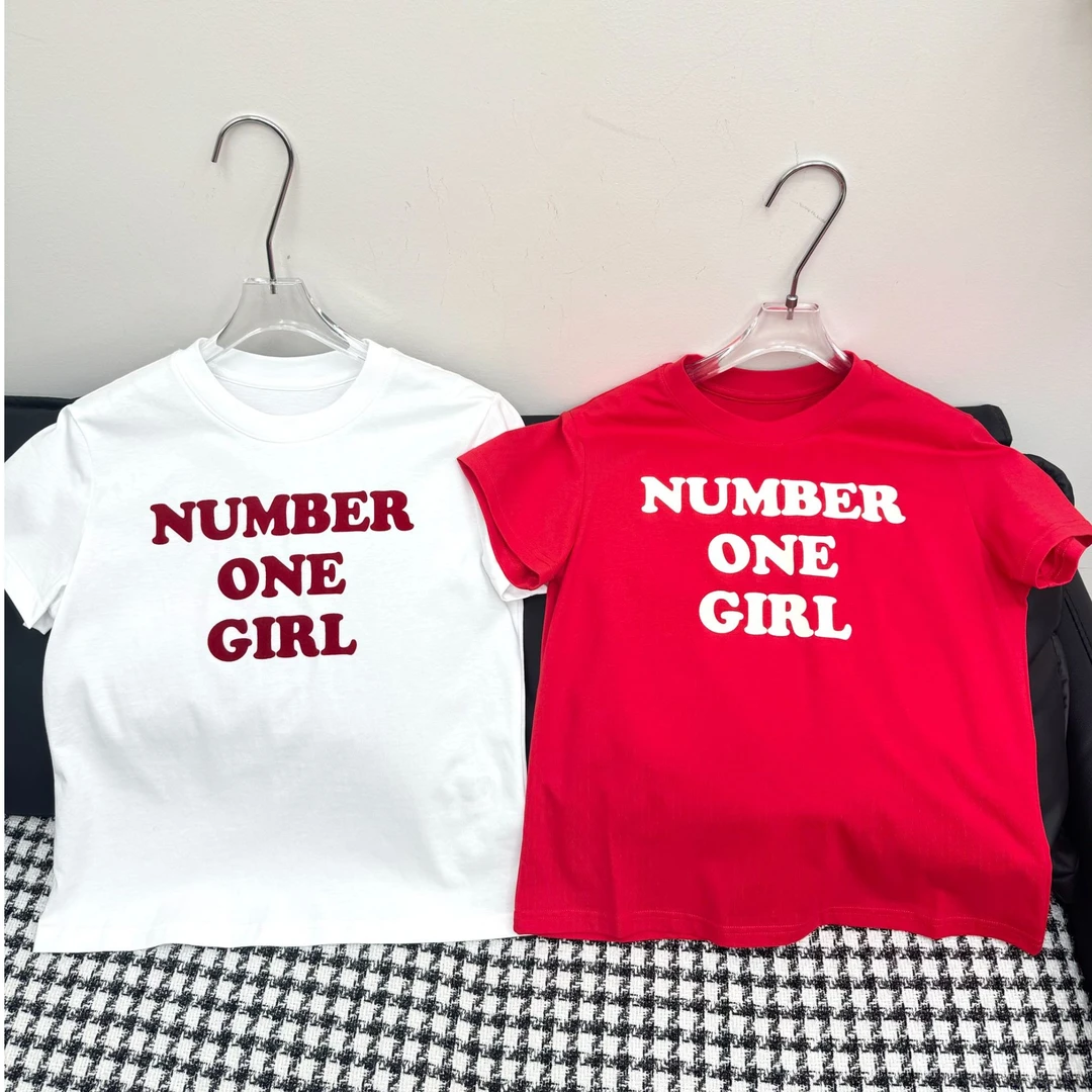 muhou/25早春植绒字母T恤