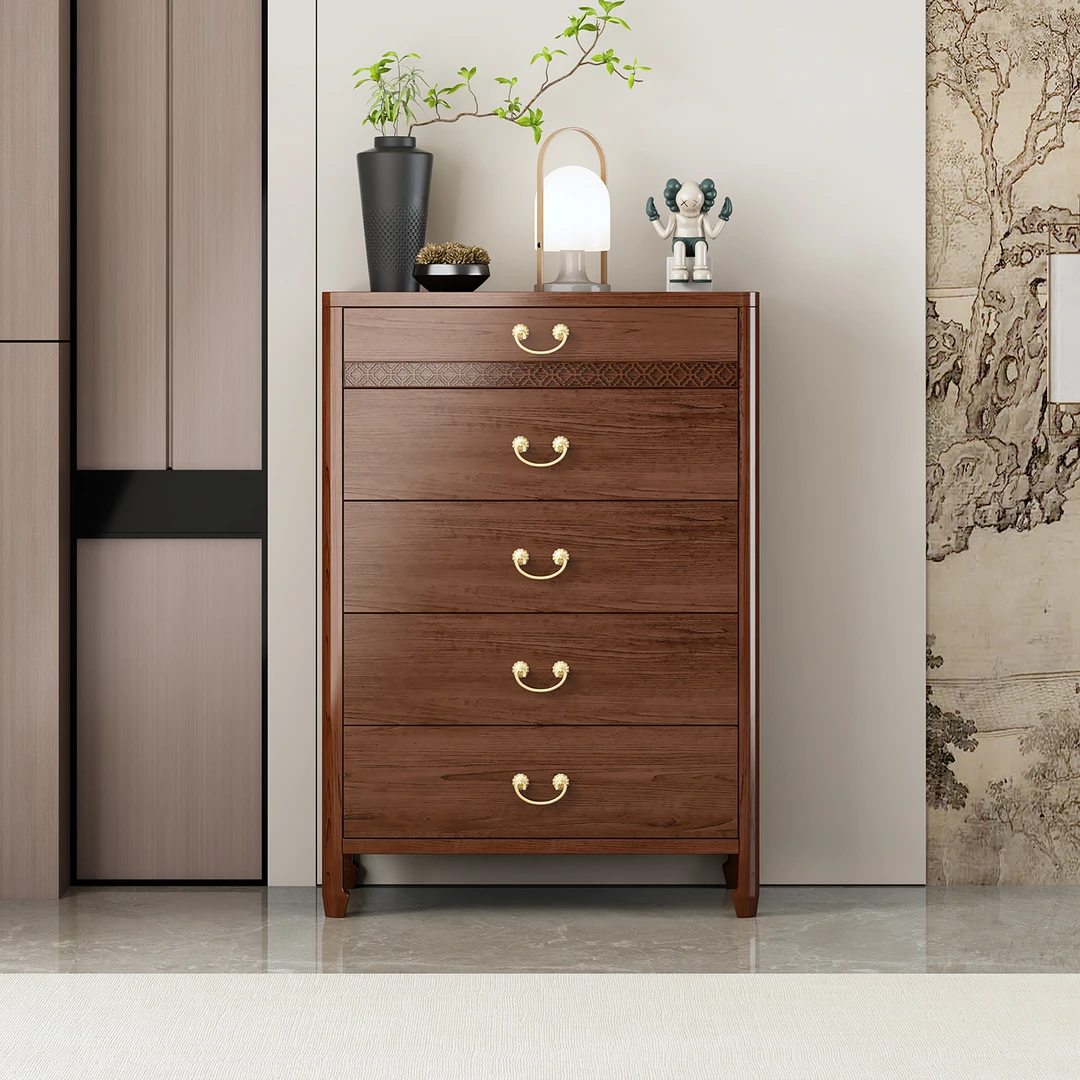 【新顺利】新中式简约储藏斗柜靠墙实木多功能收纳储物柜