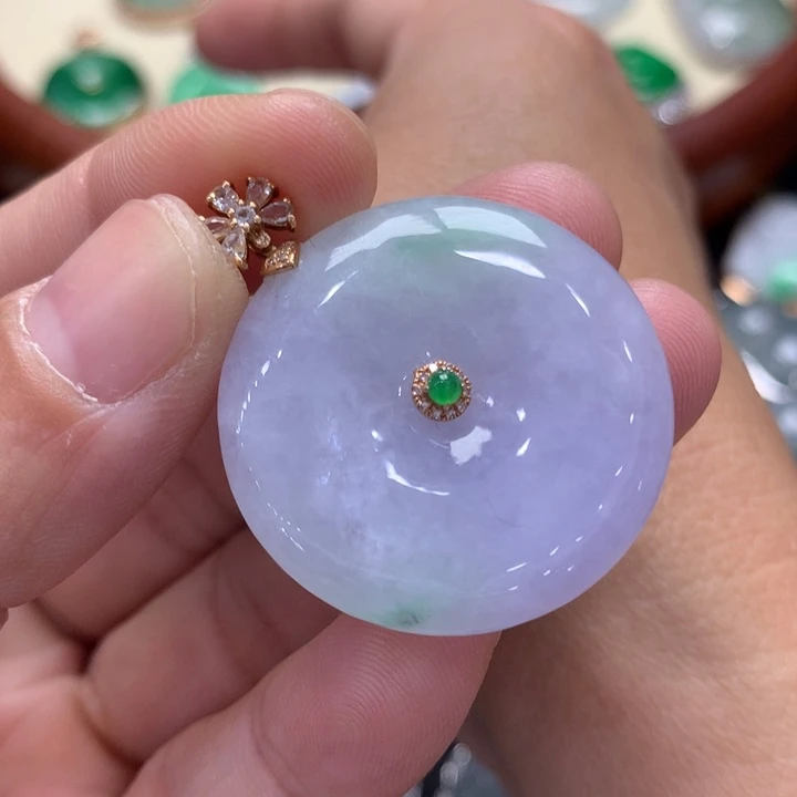 翡翠18K金镶嵌吊坠(不含链)