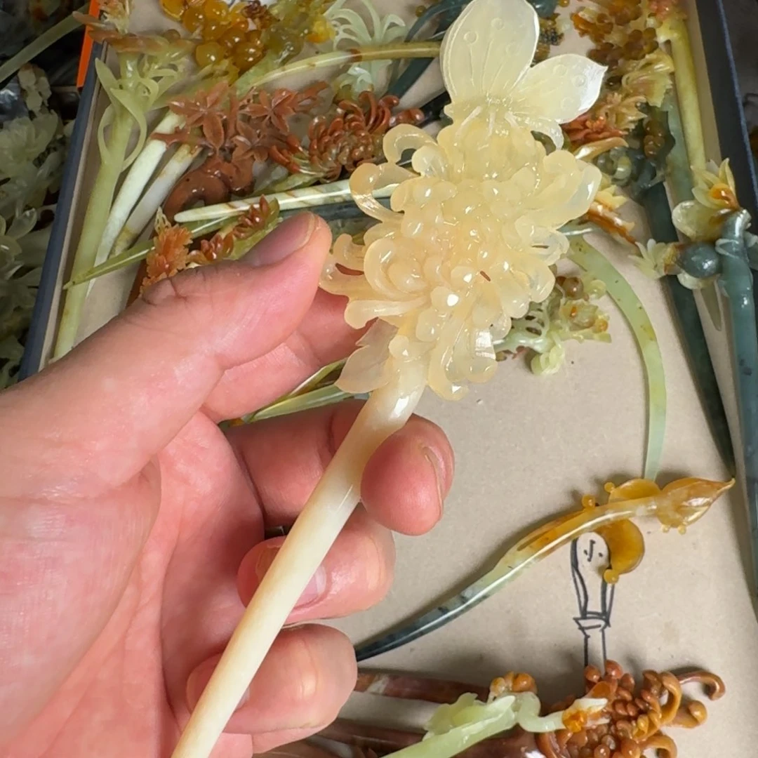 岫玉发饰未镶嵌明君玉簪就是好看