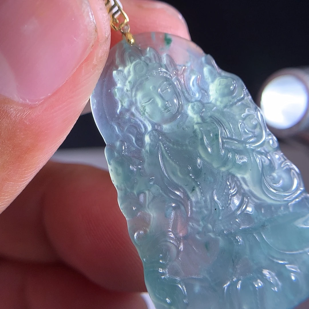 项圈18K金镶嵌翡翠天然A货翡翠时尚气质女款吊坠挂坠