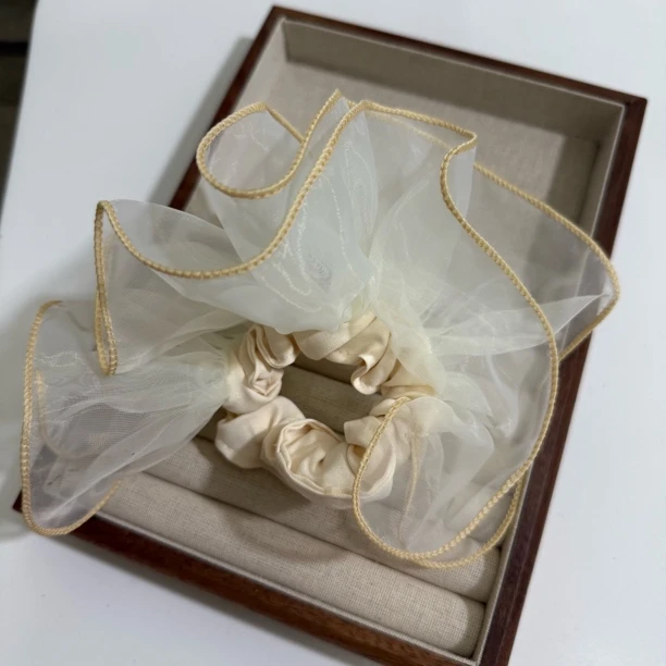 日韩甜美女欧美时尚发圈发绳头绳简约白色经典仙女气质法式优雅