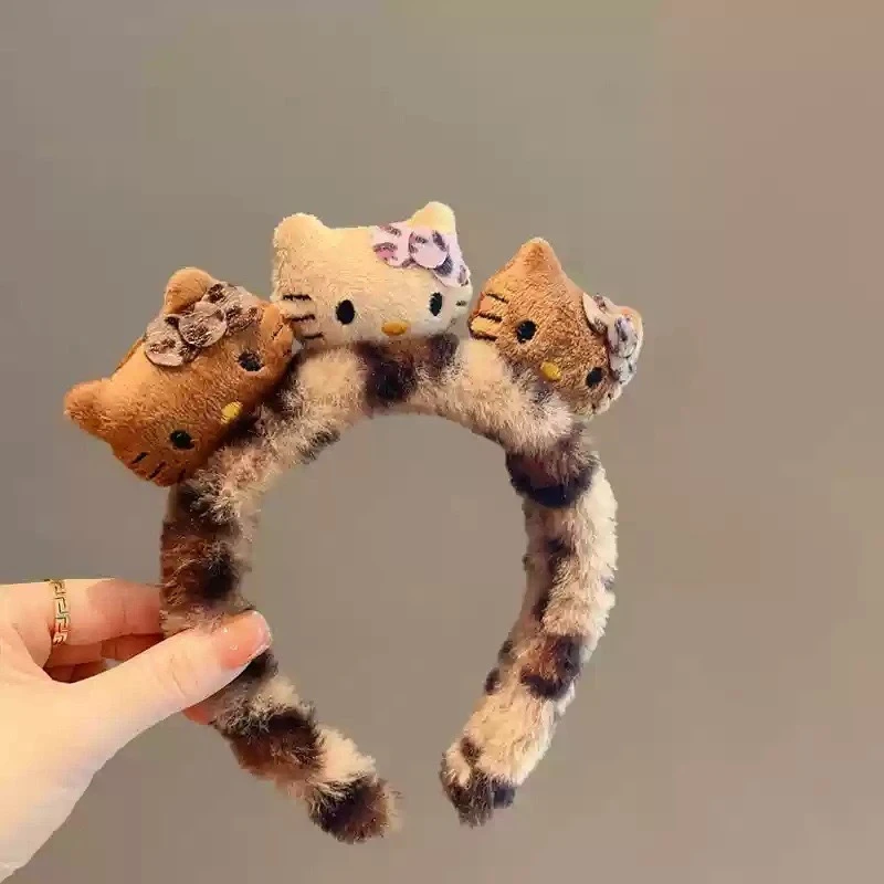 可爱猫咪酱猫耳朵豹纹毛绒发箍女洗脸化妆头箍卡通发饰