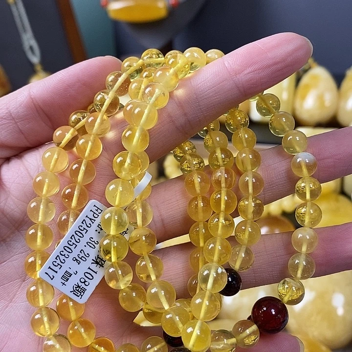 琥珀未镶嵌裸石108手链