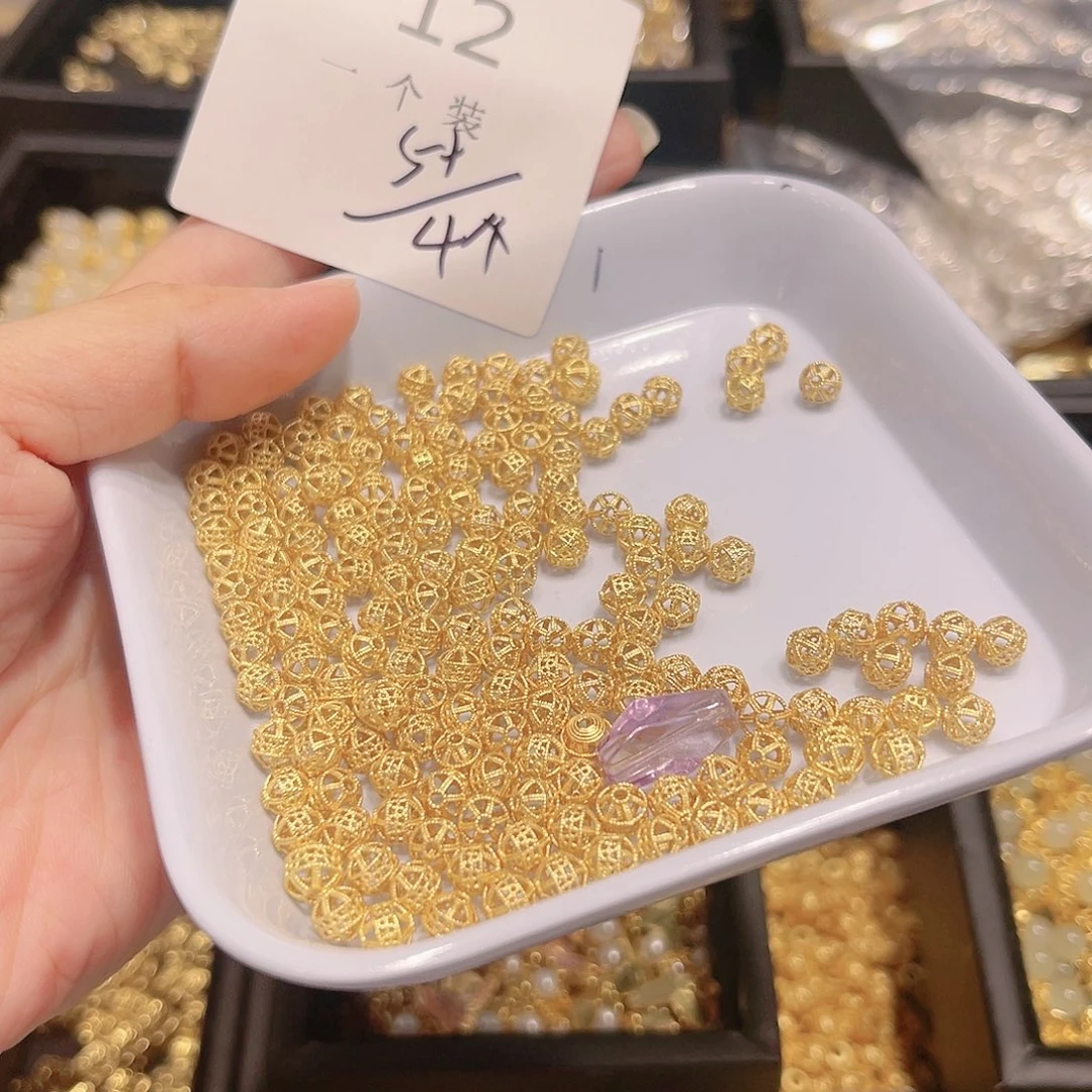 水晶珠宝半成品银S925镀金镶嵌12