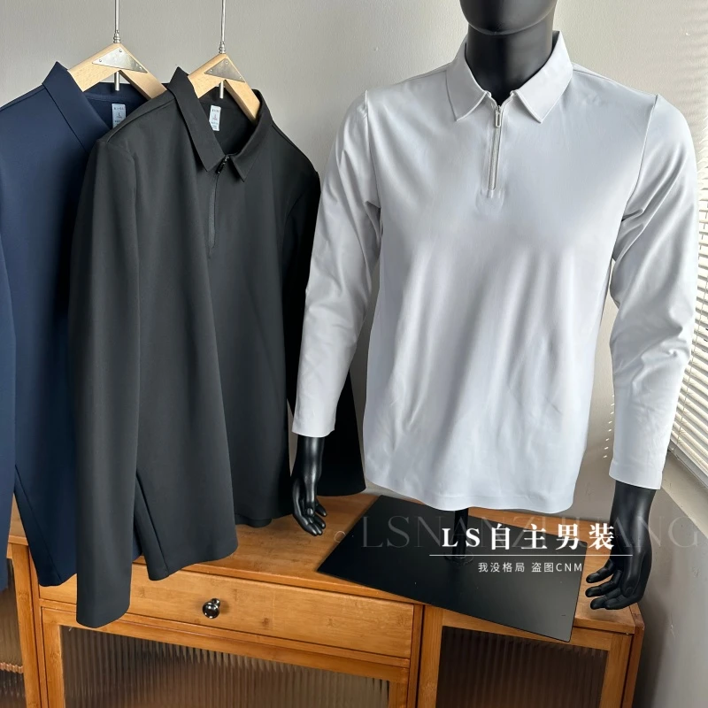 袅平替~半拉链设计户外牛货高性价比3D立裁男士运动休闲立领长袖T