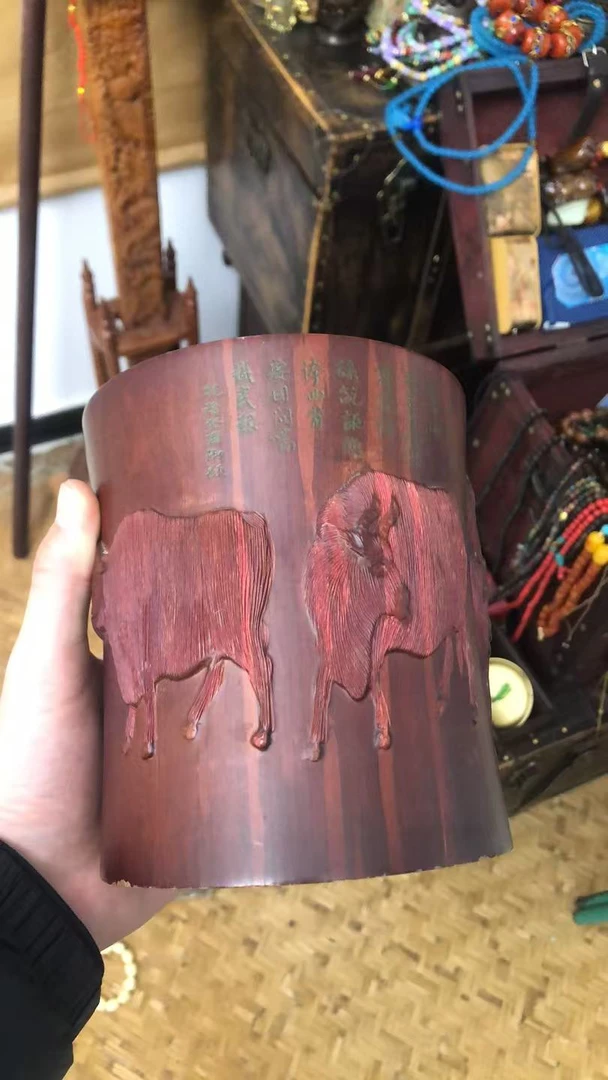 【鹏毅】———五牛笔筒木