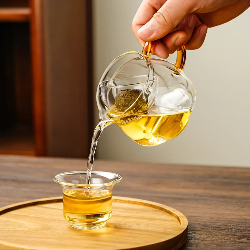 透明懒人逍遥公道杯350ml三合一泡茶器高硼硅耐热玻璃旋转内胆