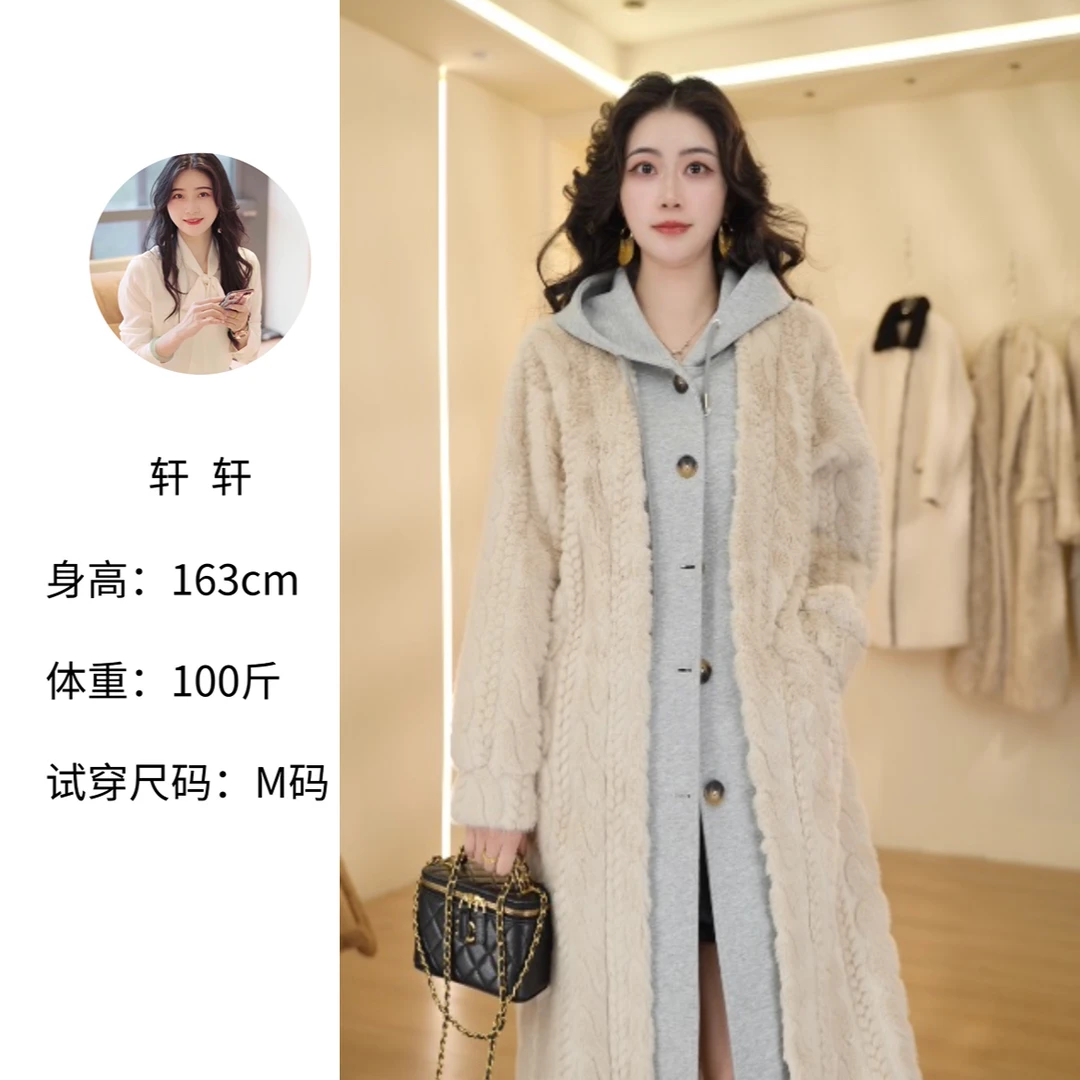 人造皮草 【轩轩】秋冬新款时尚轻奢保暖女休闲长款毛毛外套 F66023