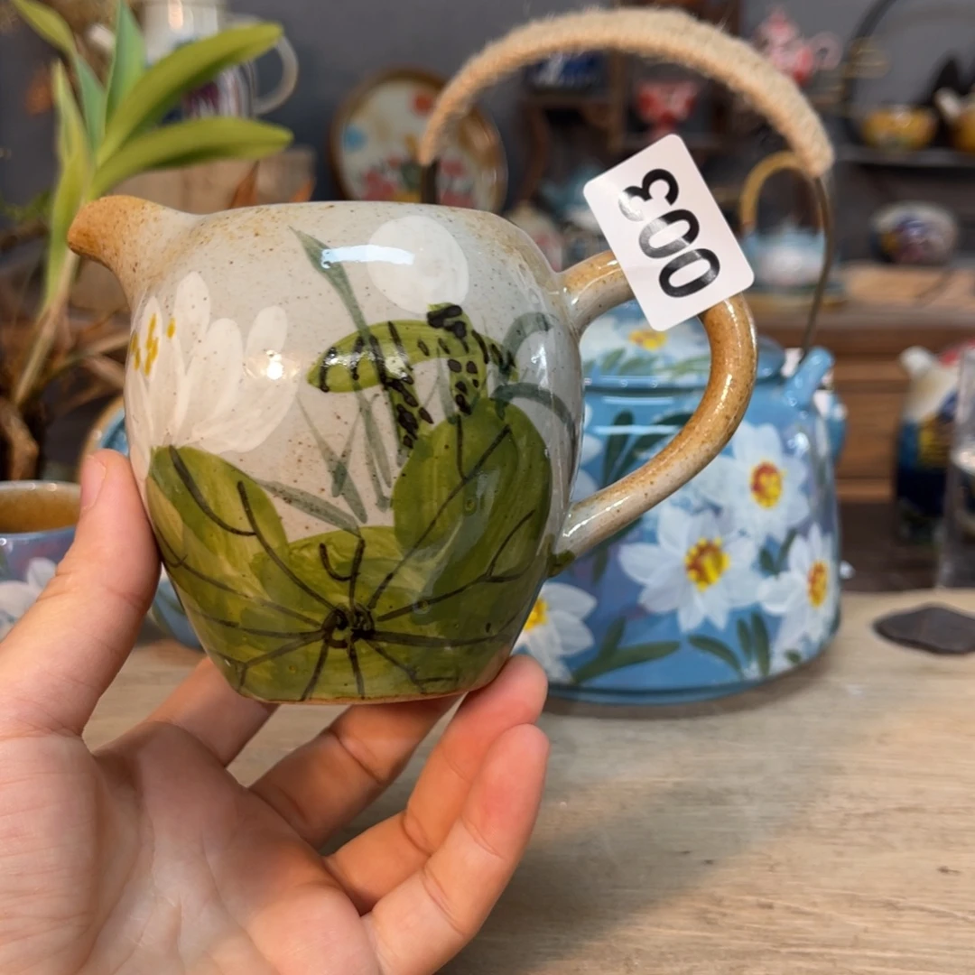 壶素浅陶瓷手工手绘