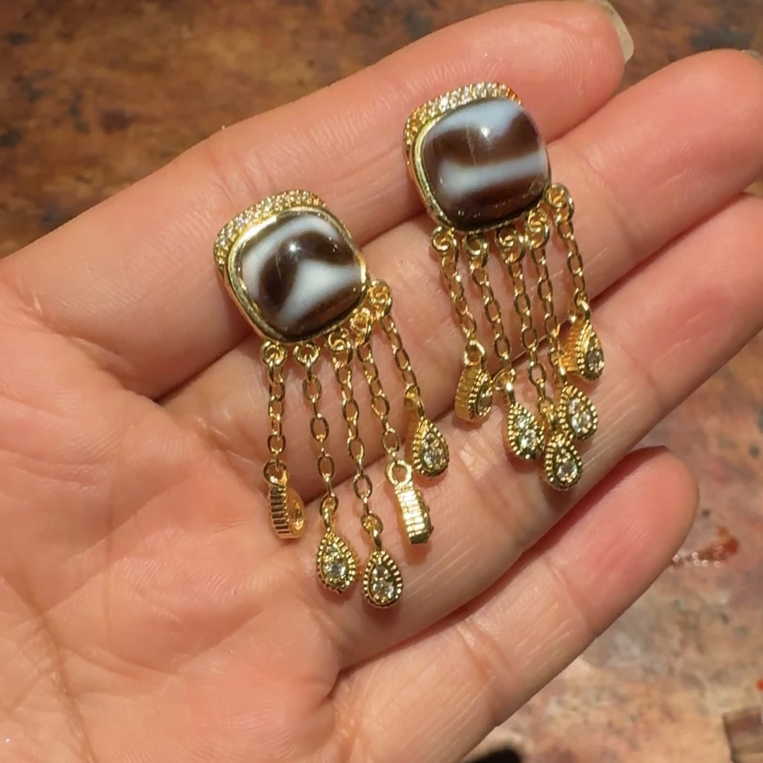 铜合金莫桑石手镯 藏式风格新款耳环