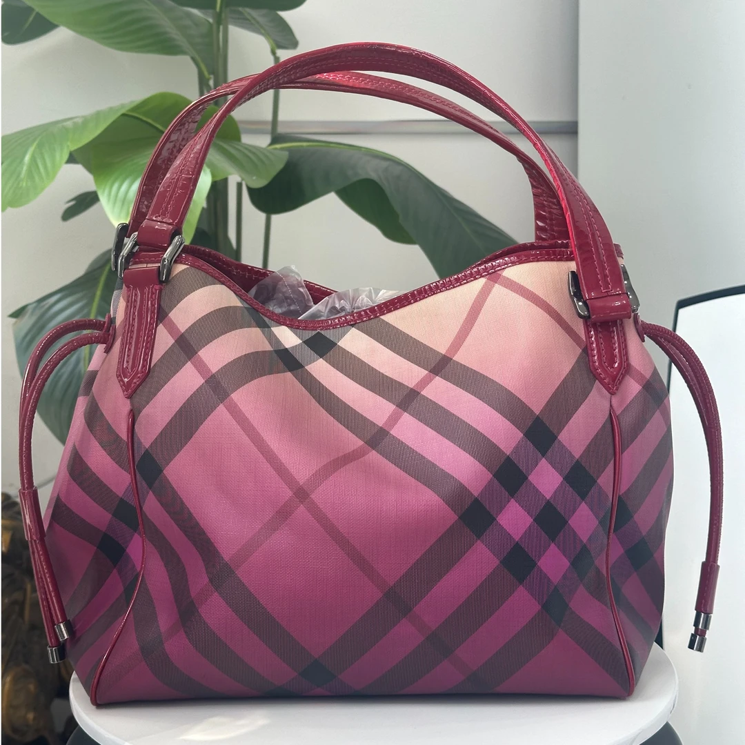 95新 BURBERRY/博柏利 格纹渐变购物托特/单肩时尚女士包