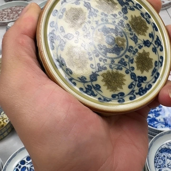 瓷片釉里金缠枝莲杯垫景德镇