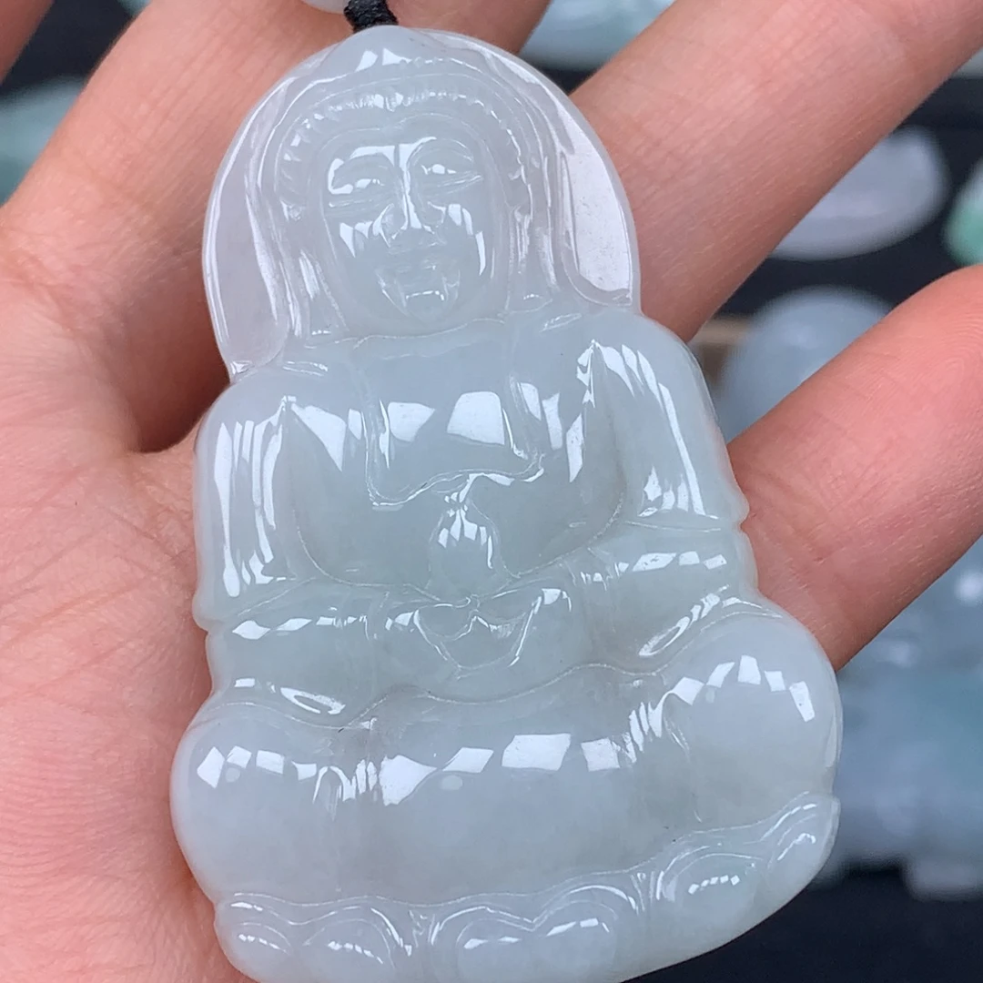 翡翠未镶嵌颈饰玉观音吊坠