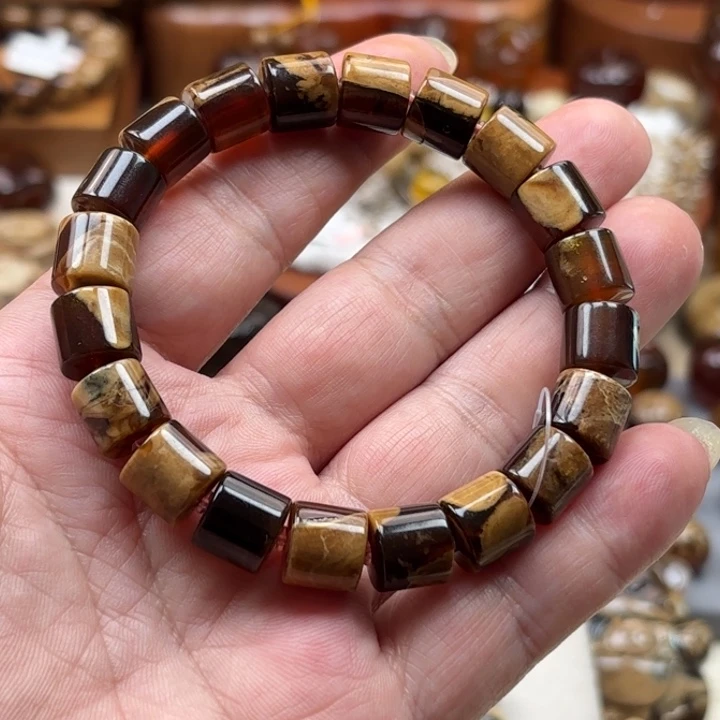 手串琥珀未镶嵌直切根珀溶洞妖花10