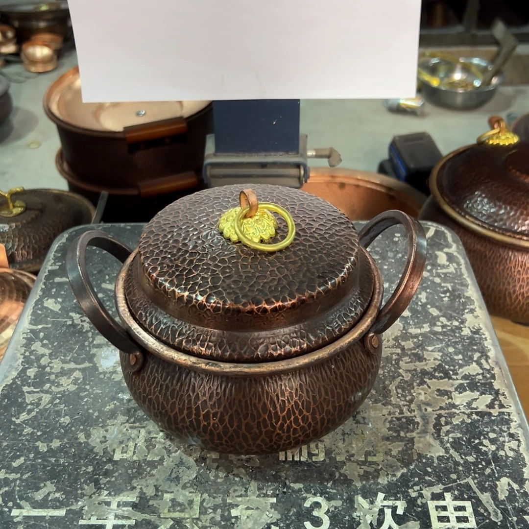 紫铜16cm燃气复古双耳铜锣锅