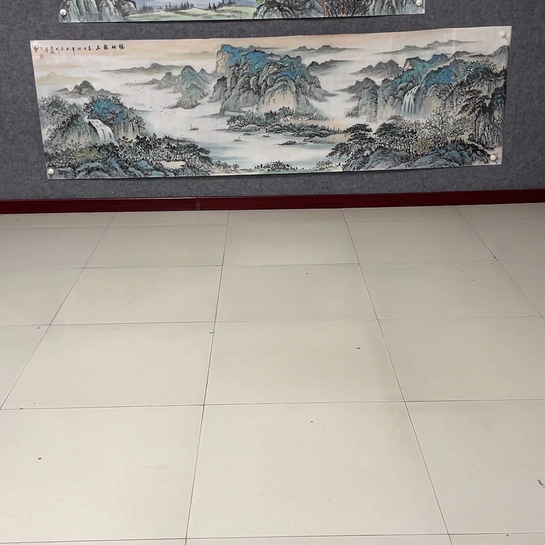半***雨国画八尺对开画芯 捡漏