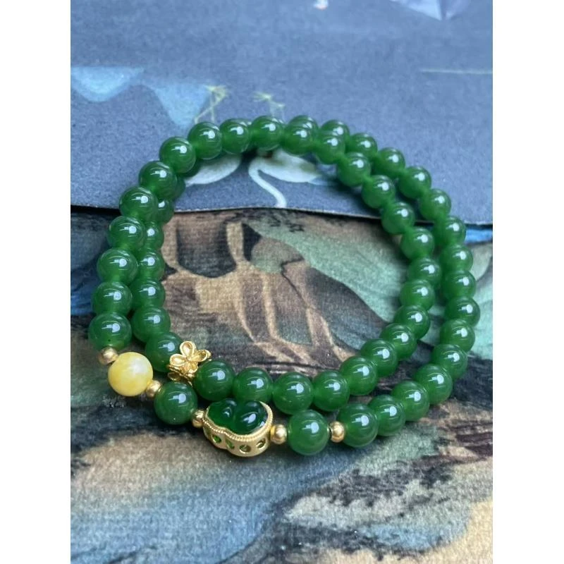 S1217-1玛瑙0.6双圈+玉葫芦配饰