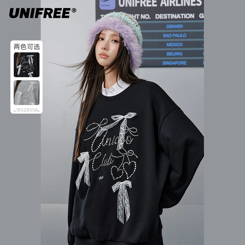 0016【金拐子专属】芭蕾风圆领卫衣蕾丝蝴蝶结U243A353K2K2