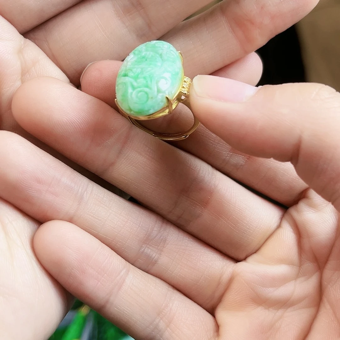 翡翠戒指银S925镶嵌戒指