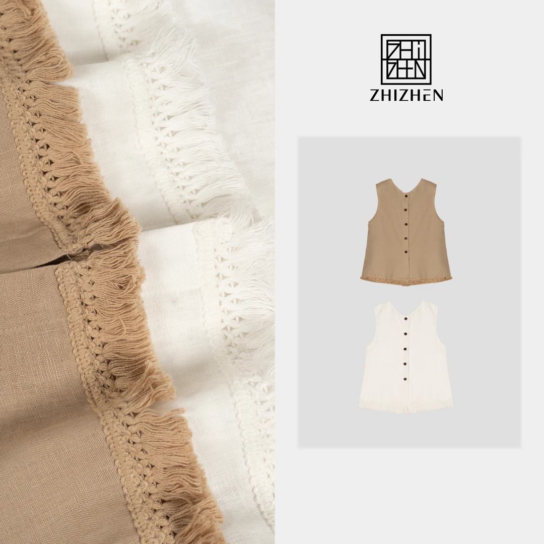 纯亚麻法式极简无袖上衣【玉蝴蝶】