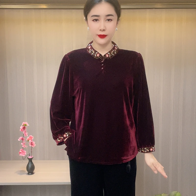 2025新款秋季立领长袖中老年女装精品时尚高档网红提花时髦妈妈装
