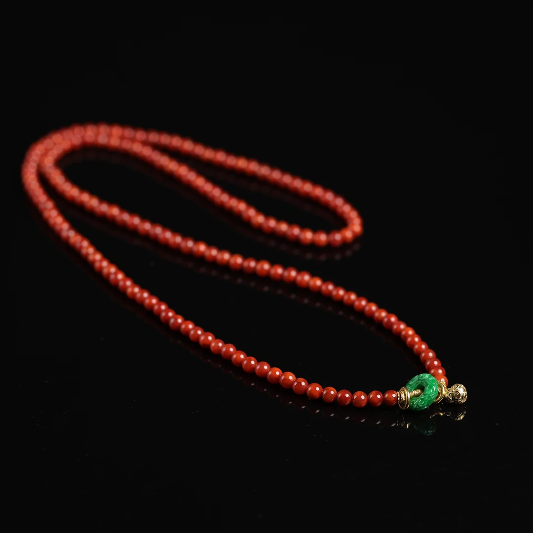 本真 | 静淇 | 严选精品天然原矿南红火焰纹4mm+项链
