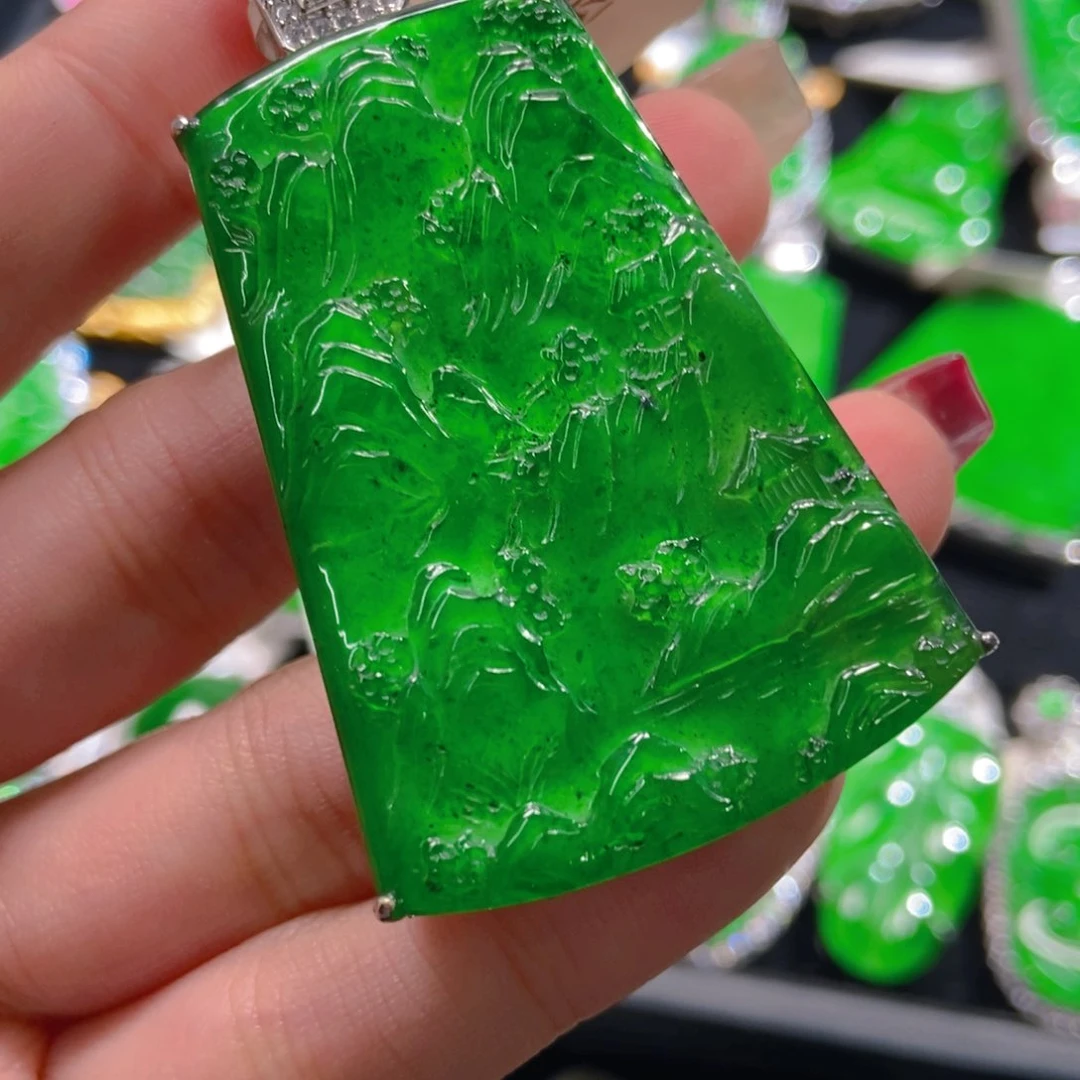 翡翠吊坠(不含链)银S925镶嵌