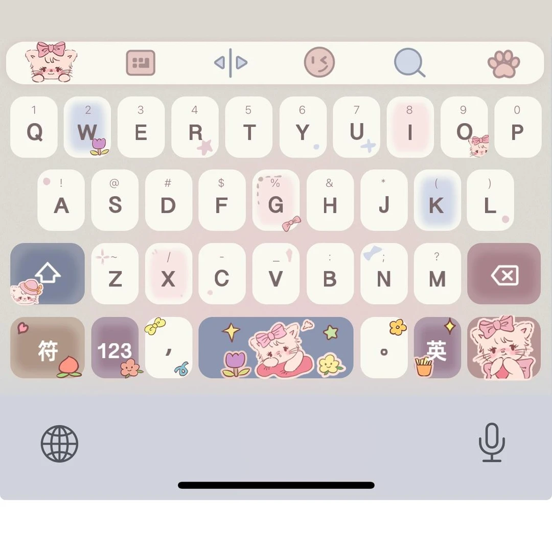 小猫mouss/ios苹果安卓百度输入法皮肤键盘美化包白肚皮苹果外设