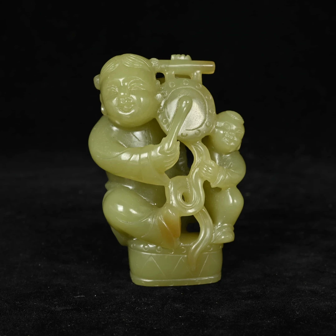 清代黄玉童子击鼓/TSJ.429300/集萃斋