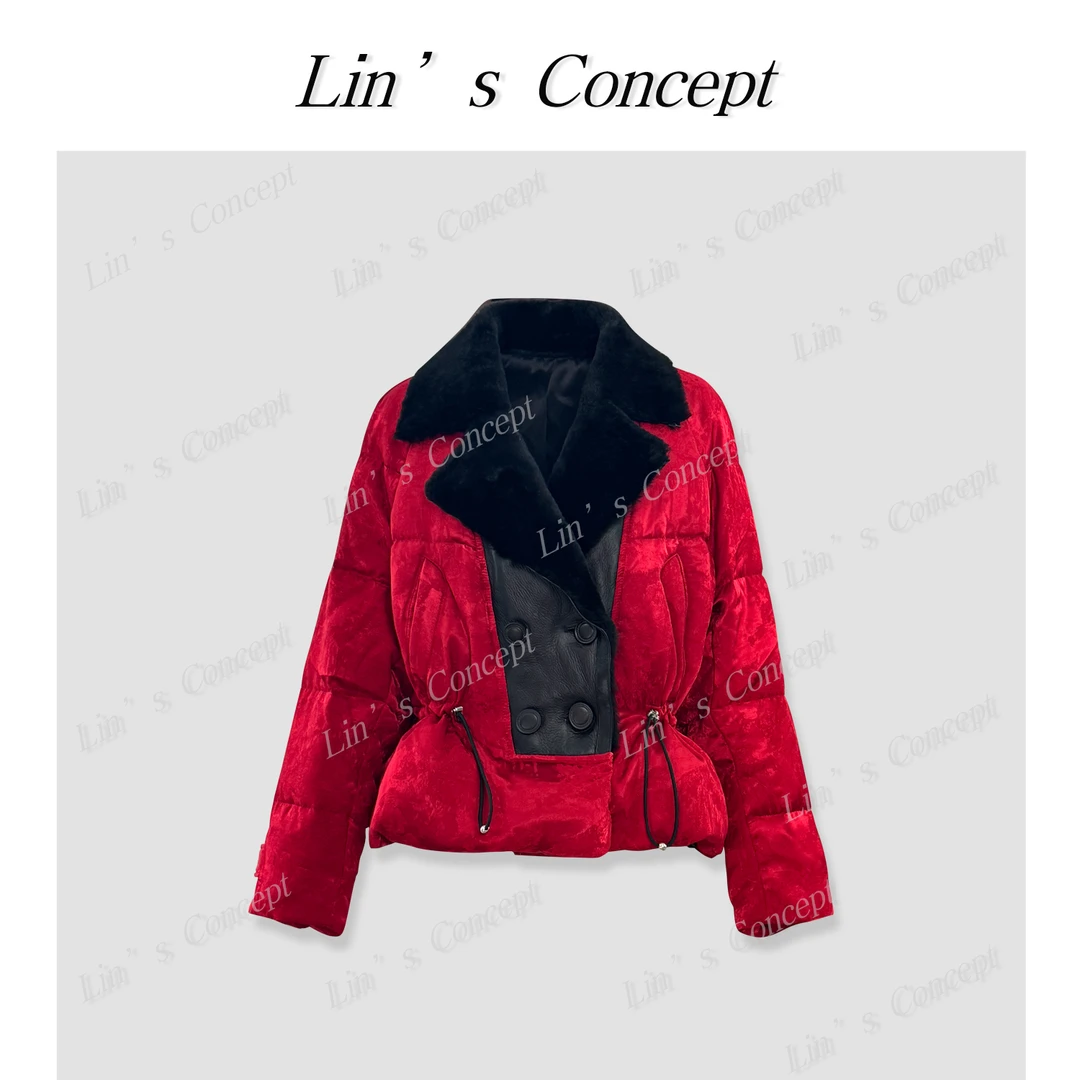 【Lin's concept】秋冬拼接毛领贵气羽绒服DL2407079