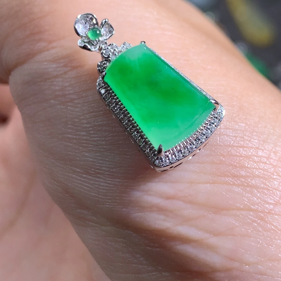 翡翠18K金镶嵌吊坠(不含链)无事牌