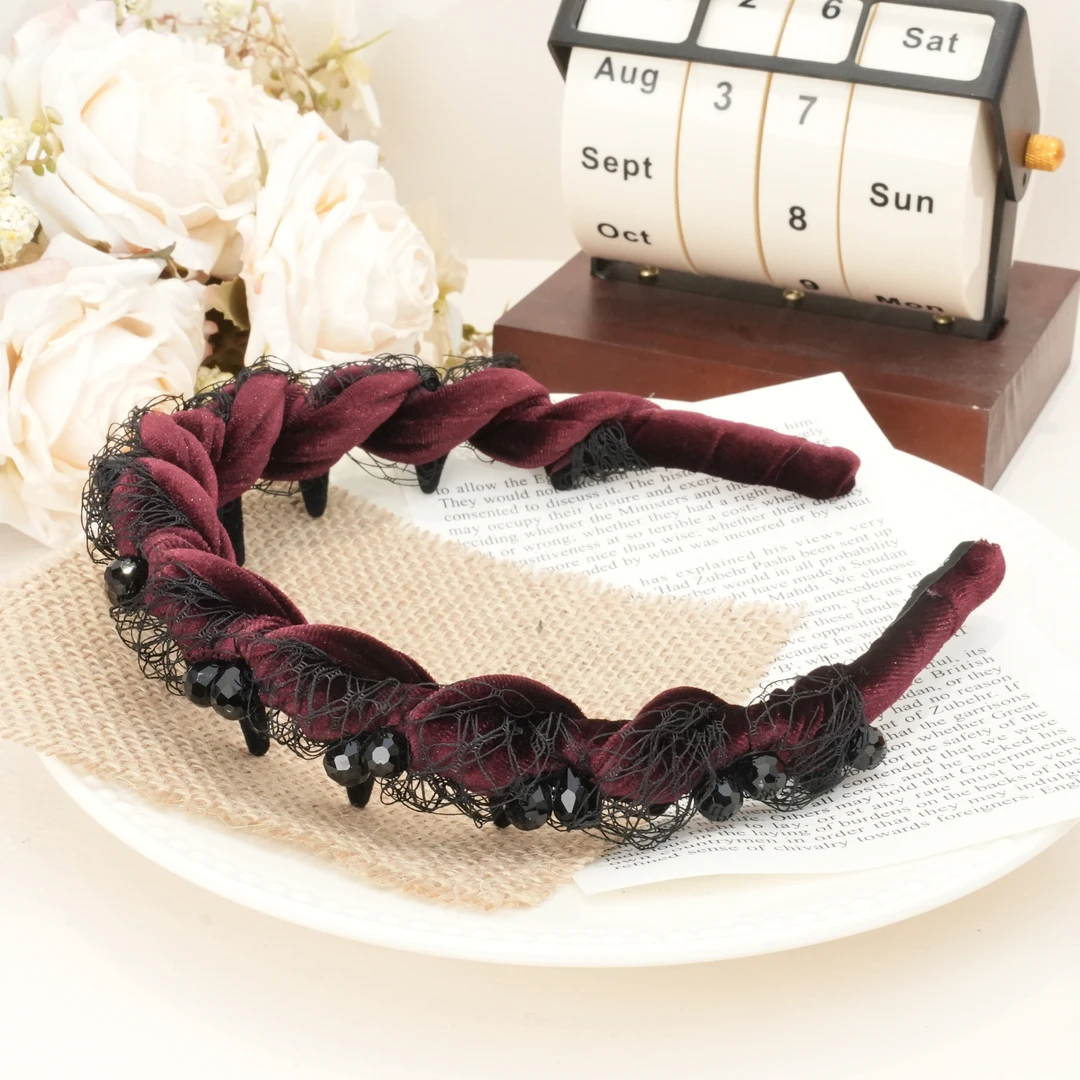 FNQ423带齿女高颅顶轻奢风水晶流苏发箍时尚头饰