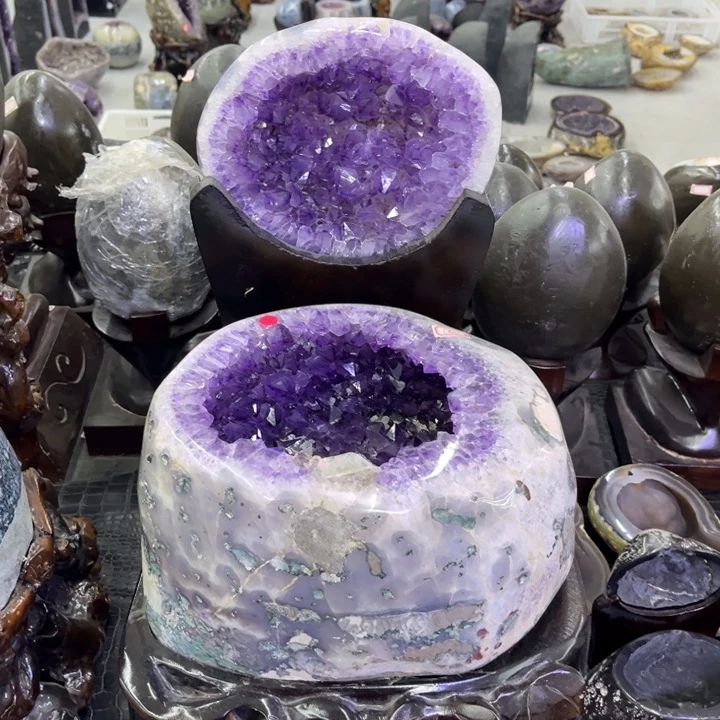珠宝半成品未镶嵌水晶全抛大紫晶盆