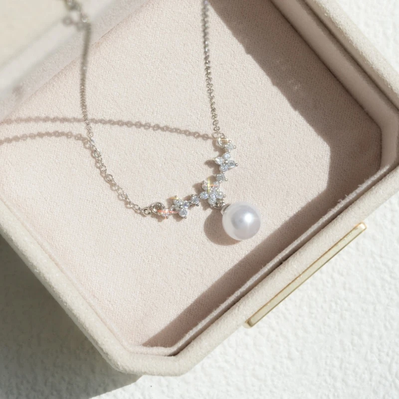 钛钢合成锆石项链 气质简约项链精致轻奢爆款项链锁骨链F2930