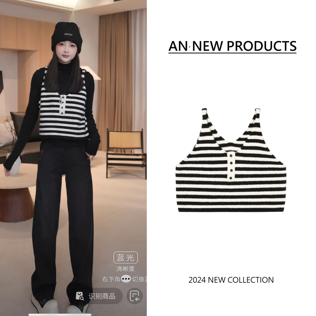 B12081冬季新款韩版宽松洋气百搭简约纯色针织马甲