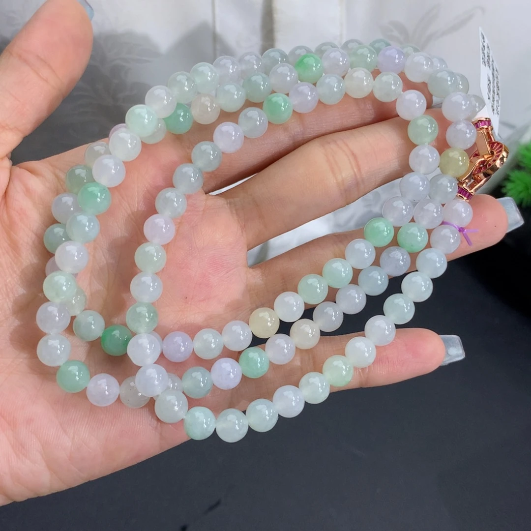 翡翠未镶嵌手串卡6.6胶润多宝项链