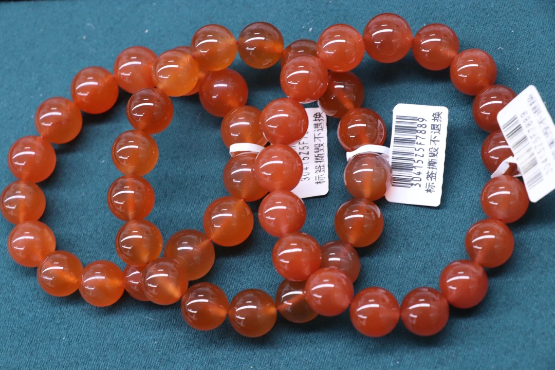 2原矿无优化天然保山南红河湾冰红单圈12mm左右手工多样性发一条