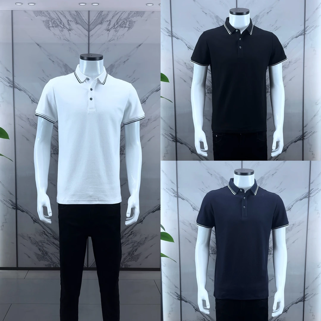 2025夏季新款轻奢商务休闲简约透气时尚百搭修身纯棉男士翻领polo