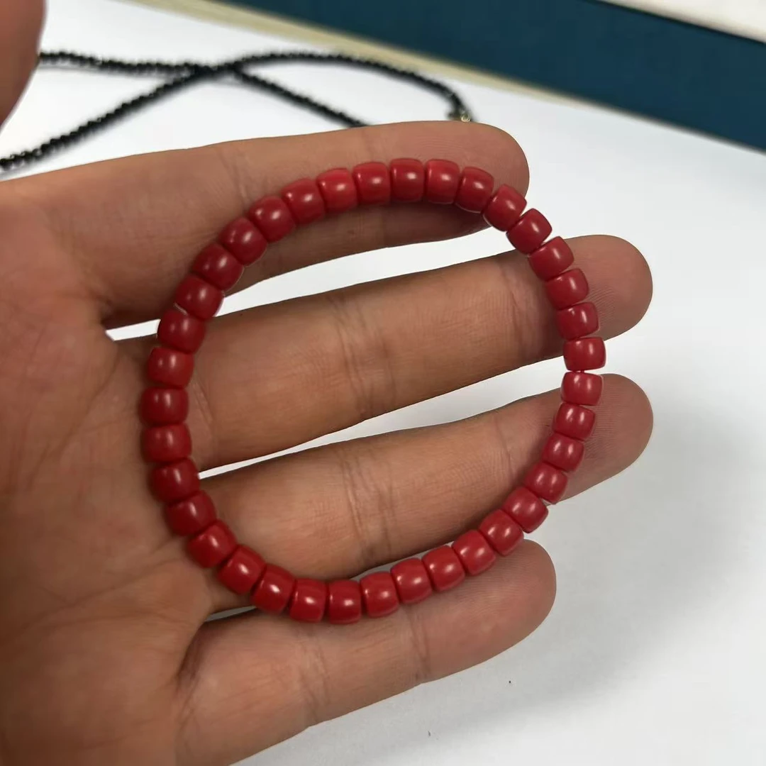 非金属树脂手链 精品设计卡6mm牛雪红色桶珠手串多样性发其一