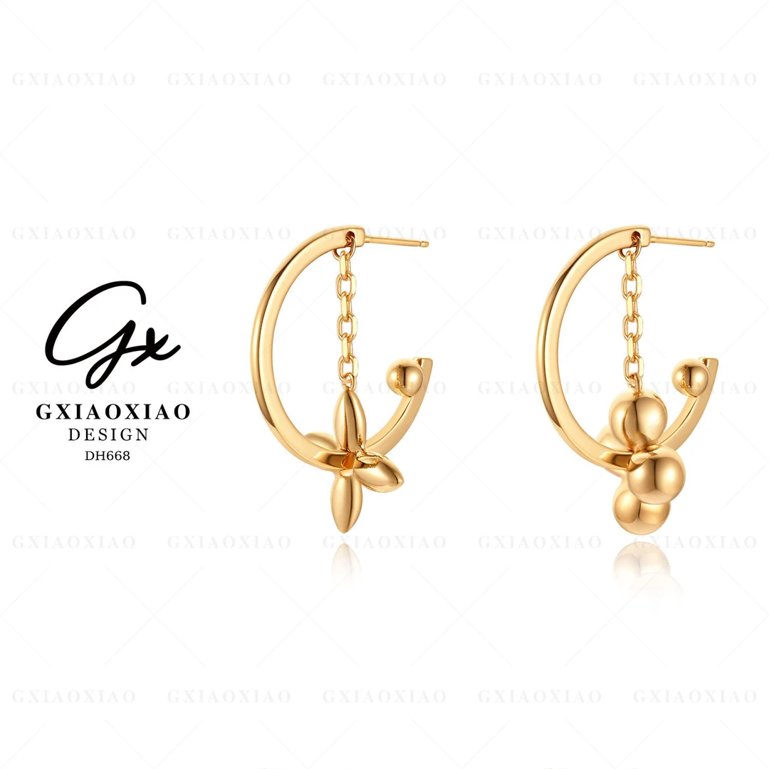 G XIAOXIAO 镀K金【金陵传音】轻奢气质优雅AB款耳环 DH668