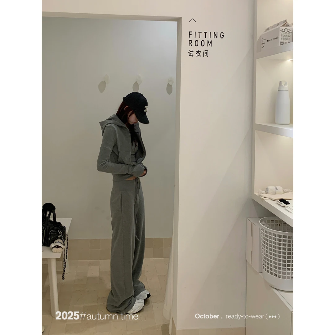 SUNONEONE 韩系穿搭套装女秋季上衣开衫外套休闲裤三件套H1476A