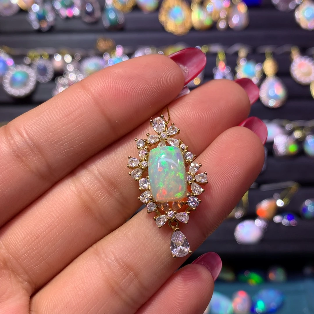 欧泊银S925镶嵌吊坠款