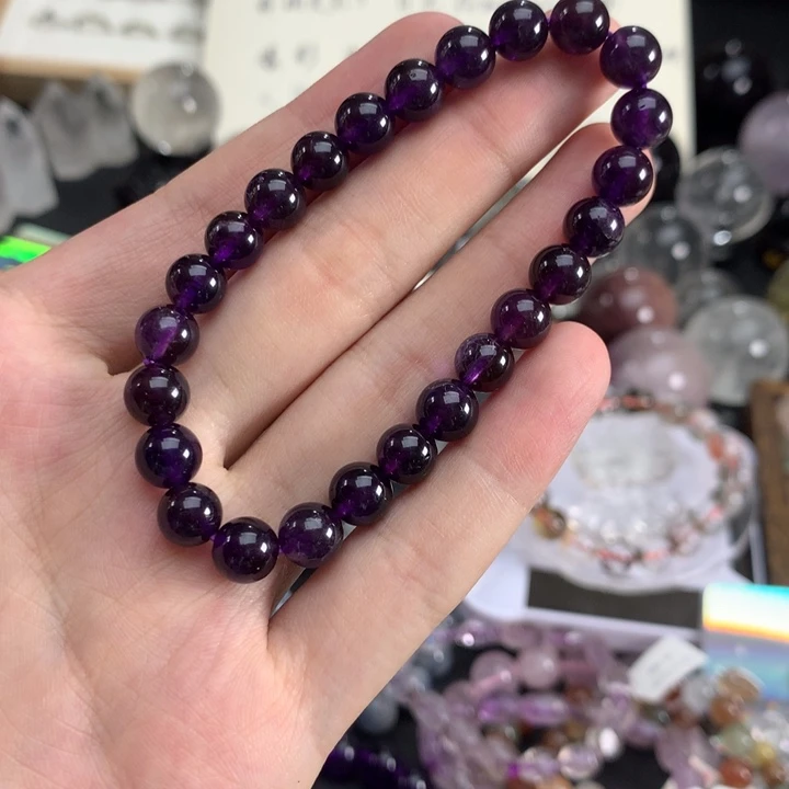 布紫水晶单圈手串