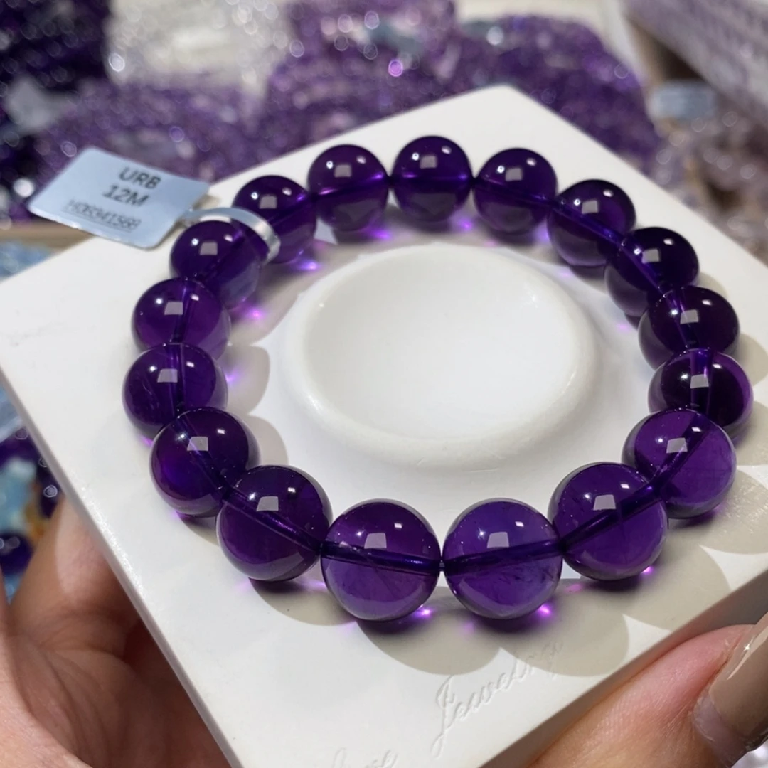 水晶手链未镶嵌艳12mm乌拉圭紫水晶
