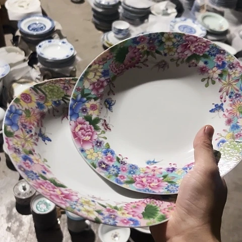 碗8寸深盘两个陶瓷陶瓷