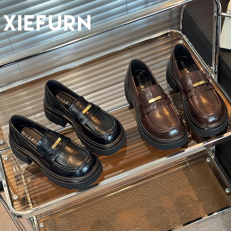 XIEFURN/鞋夫人法式乐福鞋2025新款春季厚底chic英伦风小皮鞋单鞋