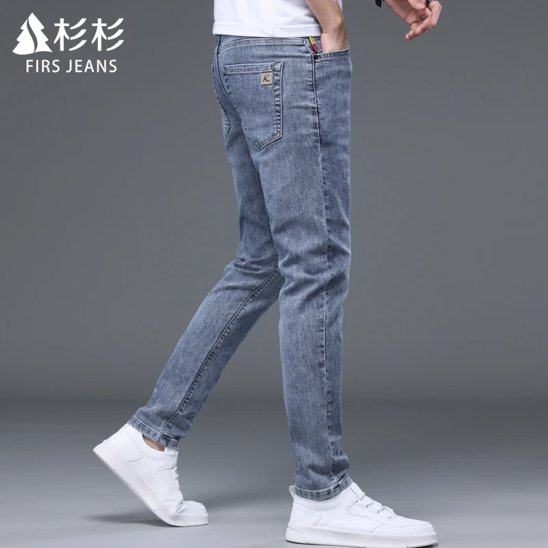 FIRS JEANS杉杉夏季薄款牛仔裤男款爆款小脚裤直筒休闲弹力裤子男