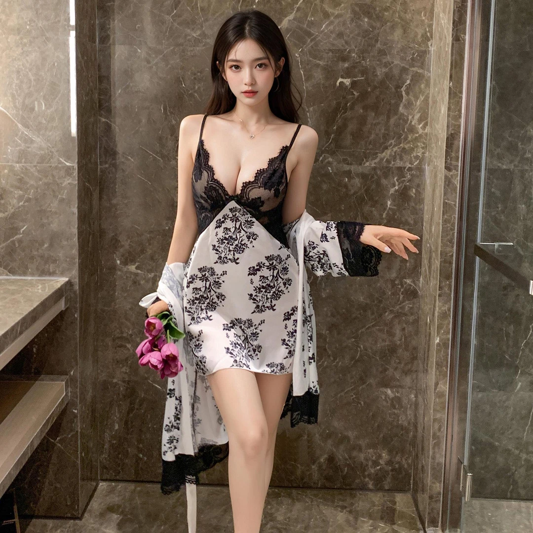 性感长裙夏季睡裙薄款冰雪丝吊带睡衣修身显瘦度假风蕾丝印花露背