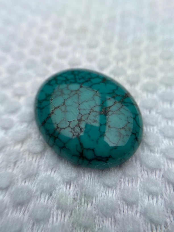 【小玩家】原矿绿松石无水无油网花蛋面吊坠26.1×21.1×6mm 5.55g